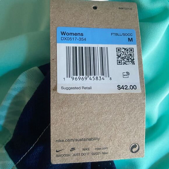 NIKE DRI-FIT Football Soccer T Shirt Vivid Mint Blue Women's Size M Short Sleeve - Picture 8 of 8